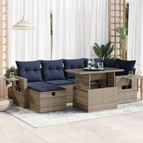 Juego Sofá Jardín 7 Piezas con Cojines Marrón Poli Ratán Acacia by , Garden sets - Ref: Foro24-3327861, Price: 560,02 €, Disc...
