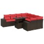 Juego Sofá Jardín 9 Piezas con Cojines Marrón Poli Ratán Acacia by , Garden sets - Ref: Foro24-3326775, Price: 721,62 €, Disc...
