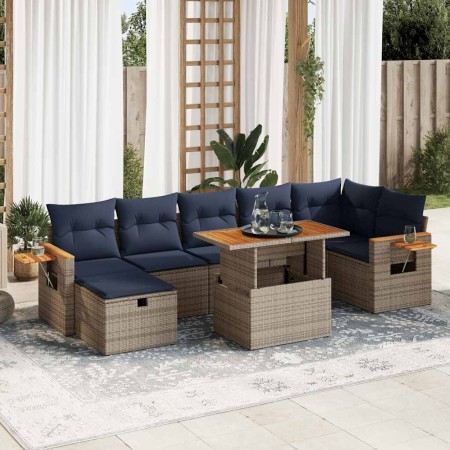 Juego Sofá Jardín 8 Piezas con Cojines Marrón Poli Ratán Acacia von , Gartensets - Ref: Foro24-3328146, Preis: 614,63 €, Raba...