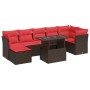 Juego Sofá Jardín 7 Piezas con Cojines Marrón Poli Ratán Acacia by , Garden sets - Ref: Foro24-3326205, Price: 609,11 €, Disc...