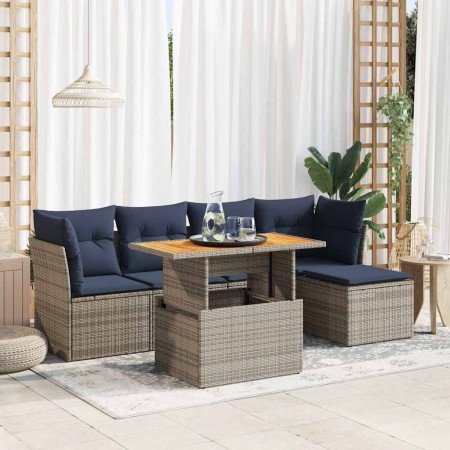 Set de muebles de jardín 6 pzas y cojines ratán sintético gris von , Gartensets - Ref: Foro24-3326917, Preis: 454,77 €, Rabat...