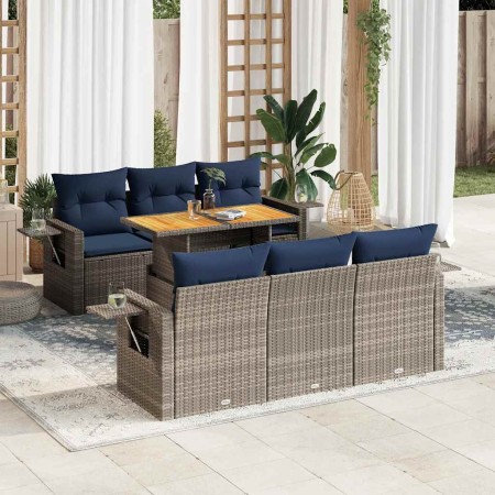 Set de sofás de jardín 7 pzas con cojines ratán sintético gris by , Garden sets - Ref: Foro24-3327113, Price: 571,75 €, Disco...