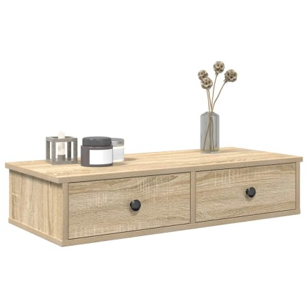 Estante de pared con cajones madera contrachapada roble sonoma by , Shelves and shelves - Ref: Foro24-859952, Price: 52,04 €,...