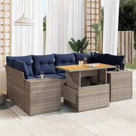 Set de sofás de jardín 7 pzas con cojines ratán sintético gris by , Garden sets - Ref: Foro24-3327344, Price: 589,97 €, Disco...