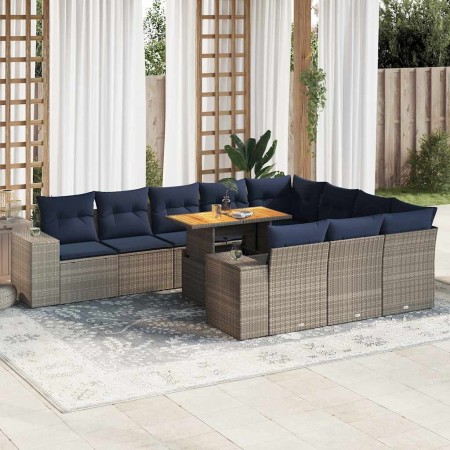 Set de sofás de jardín 11 pzas y cojines ratán sintético gris | Foro24.es | Tu tienda online para hogar, jardín y más Foro24.es