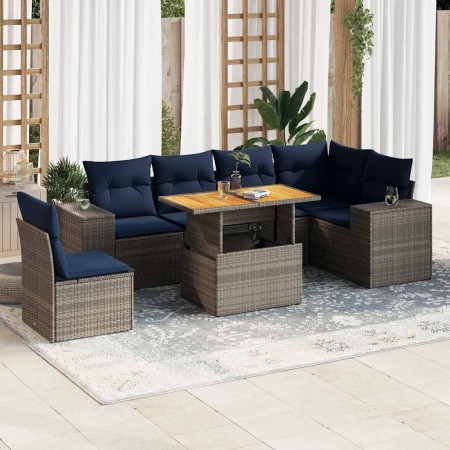 Set de sofás de jardín 7 pzas con cojines ratán sintético gris | Foro24.es | Tu tienda online para hogar, jardín y más Foro24.es