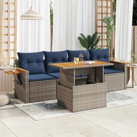 Juego de sofás jardín con cojines 5 pzas ratán sintético gris de , Conjuntos de jardín - Ref: Foro24-3327547, Precio: 404,76 €
