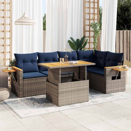 Set sofás jardín y cojines 6 pzas ratán sintético acacia gris von , Gartensets - Ref: Foro24-3327603, Preis: 498,83 €, Rabatt: %