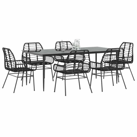 Juego de comedor jardín 7 piezas ratán sintético negro de , Conjuntos de jardín - Ref: Foro24-3334441, Precio: 543,51 €, Desc...