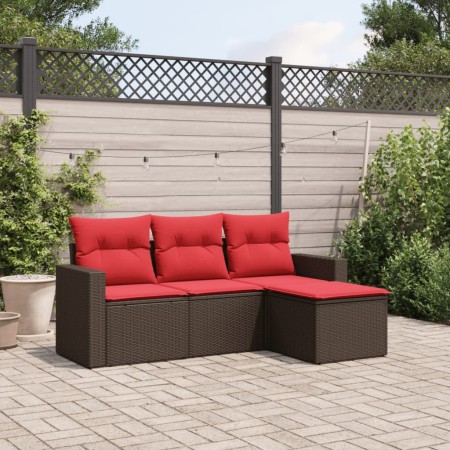 Set de sofás de jardín 4 pzas y cojines ratán sintético marrón von , Modulare Sofas für den Außenbereich - Ref: Foro24-325121...