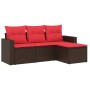 Set de sofás de jardín 4 pzas y cojines ratán sintético marrón von , Modulare Sofas für den Außenbereich - Ref: Foro24-325121...