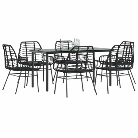 Juego de comedor jardín 7 piezas ratán sintético negro by , Garden sets - Ref: Foro24-3334538, Price: 455,73 €, Discount: %
