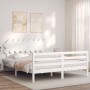 Weißer Massivholzbettrahmen mit Kopfteil 160x200 cm von vidaXL, Betten und Lattenroste - Ref: Foro24-3195297, Preis: 144,11 €...