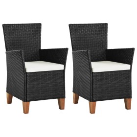 Sillas de jardín 2 unidades con cojines ratán sintético negro de , Sillas de jardín - Ref: Foro24-44103, Precio: 153,83 €, De...