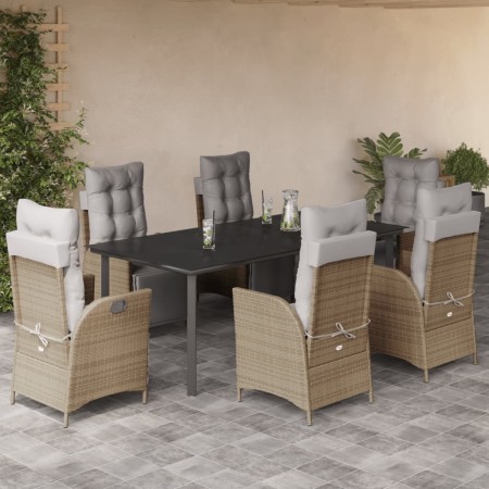 Set comedor de jardín 7 pzas con cojines ratán sintético beige by , Garden sets - Ref: Foro24-3213460, Price: 968,07 €, Disco...