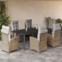 Set comedor de jardín 7 pzas con cojines ratán sintético beige by , Garden sets - Ref: Foro24-3213460, Price: 968,07 €, Disco...