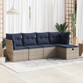 Juego de sofás jardín con cojines 5 pzas ratán sintético gris by , Garden sets - Ref: Foro24-3325267, Price: 373,37 €, Discou...
