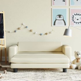 Sofá para niños y reposapiés cuero sintético crema 100x50x30 cm de , Mobiliario para bebés y niños pequeños - Ref: Foro24-319...