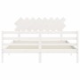 Weißer Massivholzbettrahmen mit Kopfteil 160x200 cm von vidaXL, Betten und Lattenroste - Ref: Foro24-3195297, Preis: 144,11 €...
