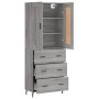Aparador alto madera contrachapada gris sonoma 69,5x34x180 cm by , Sideboards - Ref: Foro24-3199767, Price: 168,92 €, Discoun...