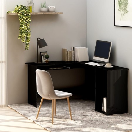 Escritorio forma de L contrachapada negro brillo 120x140x75 cm von , Schreibtische - Ref: Foro24-800754, Preis: 182,33 €, Rab...