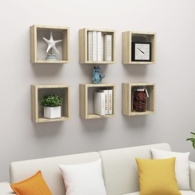 Estantes cubo de pared 6 unidades roble Sonoma 30x15x30 cm von , Regale und Regale - Ref: Foro24-807009, Preis: 43,98 €, Raba...