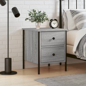 Mesita de noche madera de ingeniería gris Sonoma