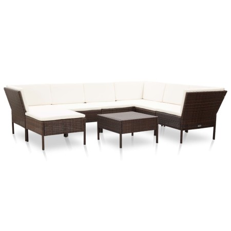 Set muebles de jardín 8 piezas y cojines ratán sintético marrón by , Garden sets - Ref: Foro24-48951, Price: 548,21 €, Discou...