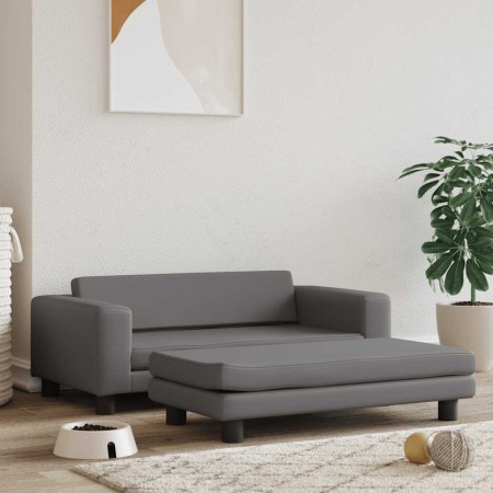 Cama de perros con extensión cuero sintético gris 100x50x30 cm by , Beds for dogs - Ref: Foro24-172029, Price: 139,28 €, Disc...