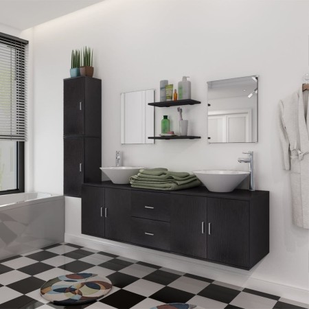 Conjunto de muebles de baño con lavabo y grifo 11 piezas negro by , Bathroom furniture - Ref: Foro24-273687, Price: 459,69 €,...