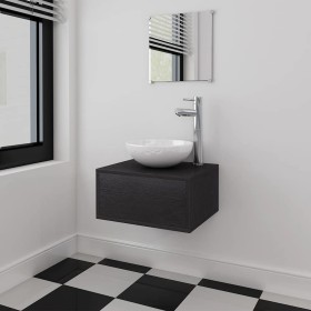 Conjunto de muebles de baño con lavabo y grifo 4 piezas negro by , Bathroom furniture - Ref: Foro24-273685, Price: 133,34 €, ...