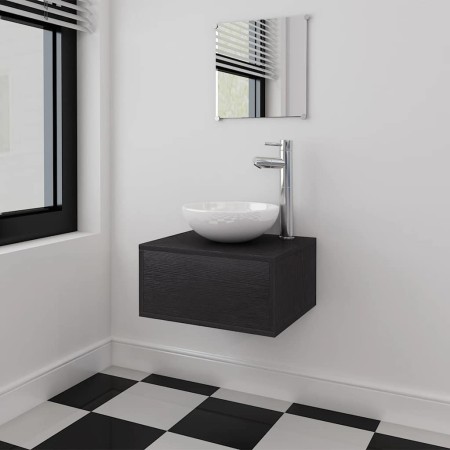 Conjunto de muebles de baño con lavabo y grifo 4 piezas negro by , Bathroom furniture - Ref: Foro24-273685, Price: 133,49 €, ...