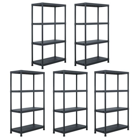Estantería de plástico 5 unidades 60x30x138 cm negro by , Industrial shelving - Ref: Foro24-276252, Price: 164,41 €, Discount: %