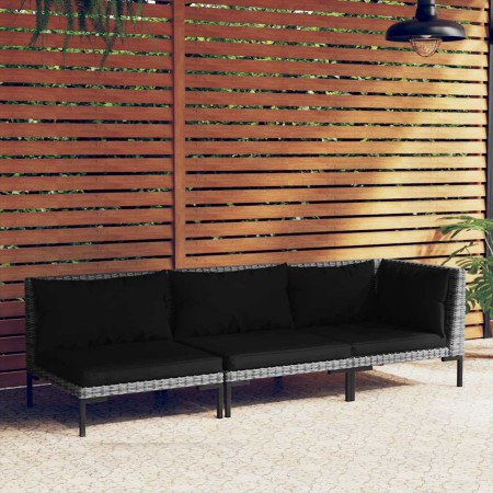 Muebles jardín 3 pzas ratán sintético semicircular gris oscuro | Foro24.es | Tu tienda online para hogar, jardín y más Foro24.es