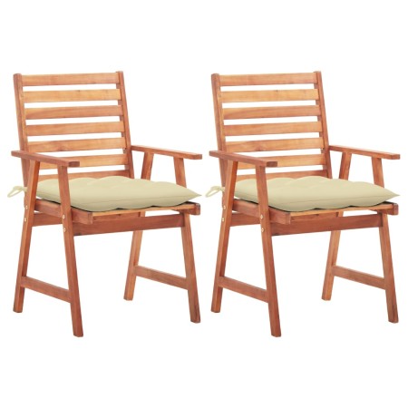 Sillas comedor de jardín 2 uds madera maciza acacia y cojines by , Garden chairs - Ref: Foro24-3064337, Price: 166,41 €, Disc...