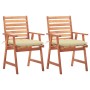Sillas comedor de jardín 2 uds madera maciza acacia y cojines by , Garden chairs - Ref: Foro24-3064337, Price: 166,41 €, Disc...