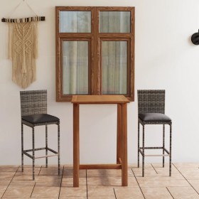 Conjunto de bar para jardín 3 piezas con cojines gris von , Gartensets - Ref: Foro24-3067975, Preis: 326,97 €, Rabatt: %