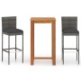 Conjunto de bar para jardín 3 piezas con cojines gris by , Garden sets - Ref: Foro24-3067975, Price: 326,98 €, Discount: %