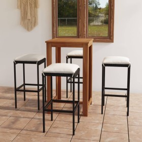Set de bar para jardín 5 piezas y cojines ratán sintético negro de , Conjuntos de jardín - Ref: Foro24-3067982, Precio: 263,3...