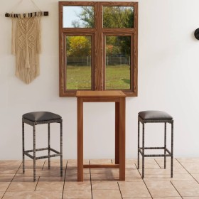 Set de bar para jardín 3 piezas y cojines ratán sintético gris de , Conjuntos de jardín - Ref: Foro24-3067980, Precio: 212,27...