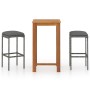 Set de bar para jardín 3 piezas y cojines ratán sintético gris de , Conjuntos de jardín - Ref: Foro24-3067980, Precio: 212,27...