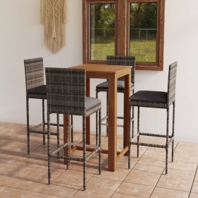 Conjunto de bar para jardín 5 piezas con cojines gris by , Garden sets - Ref: Foro24-3067977, Price: 448,40 €, Discount: %