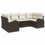 Conjunto de sofá de jardín 6 pcs Marrón Poliratán