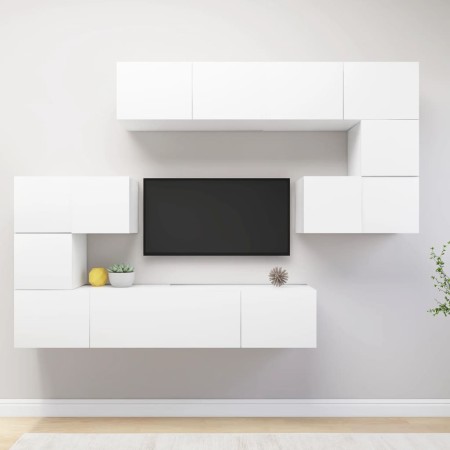 Set de mueble para TV de 8 piezas madera de ingeniería blanco von , TV-Möbel - Ref: Foro24-3078723, Preis: 288,96 €, Rabatt: %