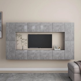 Set de muebles de salón 8 pzas madera ingeniería gris hormigón von , TV-Möbel - Ref: Foro24-3079089, Preis: 266,44 €, Rabatt: %