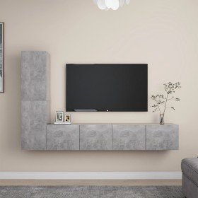 Set muebles de salón TV 4 pzas madera ingeniería gris hormigón von , TV-Möbel - Ref: Foro24-3079094, Preis: 134,85 €, Rabatt: %