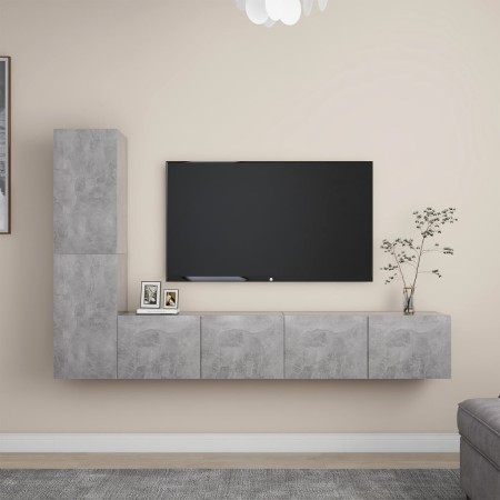 Set muebles de salón TV 4 pzas madera ingeniería gris hormigón von , TV-Möbel - Ref: Foro24-3079094, Preis: 134,85 €, Rabatt: %