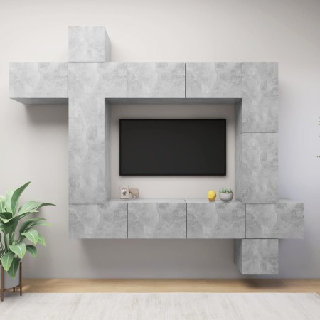 Set muebles de salón TV 9 pzas madera ingeniería gris hormigón von , TV-Möbel - Ref: Foro24-3079158, Preis: 382,90 €, Rabatt: %