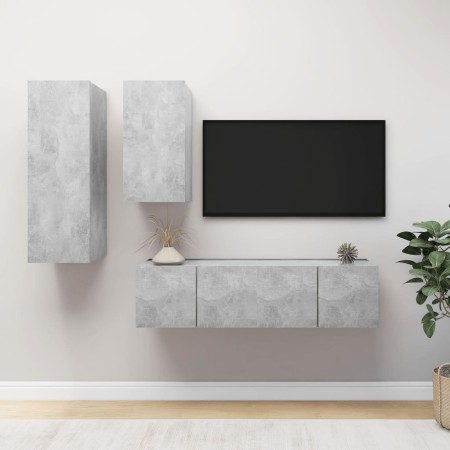 Set muebles de salón TV 4 pzas madera ingeniería gris hormigón von , TV-Möbel - Ref: Foro24-3079151, Preis: 134,49 €, Rabatt: %