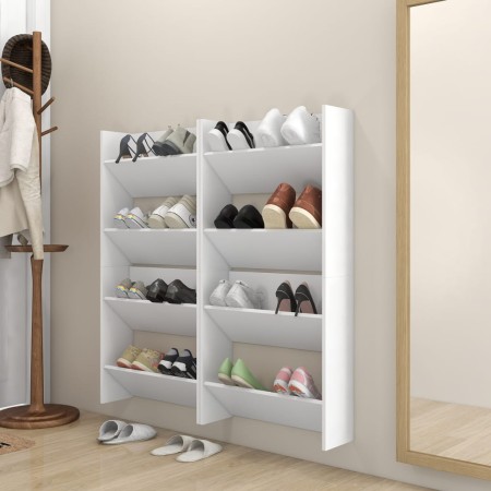 Zapateros de pared 4 uds madera contrachapada blanco 60x18x60cm by , Shoe racks and shoe organizers - Ref: Foro24-806716, Pri...